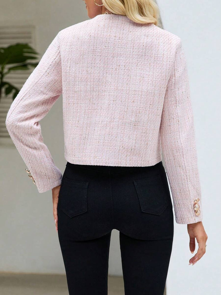 Women's Tweed Button Front Cropped Jacket