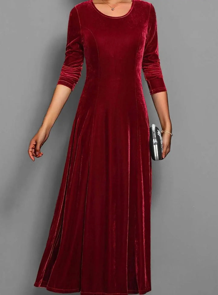 Women's Velvet Long Sleeve Formal Party Dress Maxi