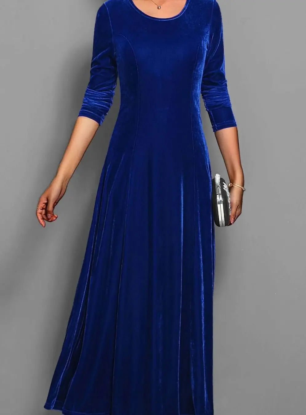 Women's Velvet Long Sleeve Formal Party Dress Maxi