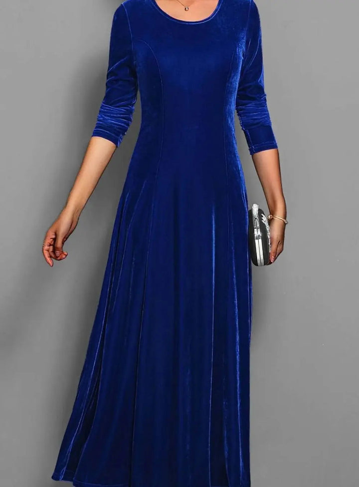 Women's Velvet Long Sleeve Formal Party Dress Maxi