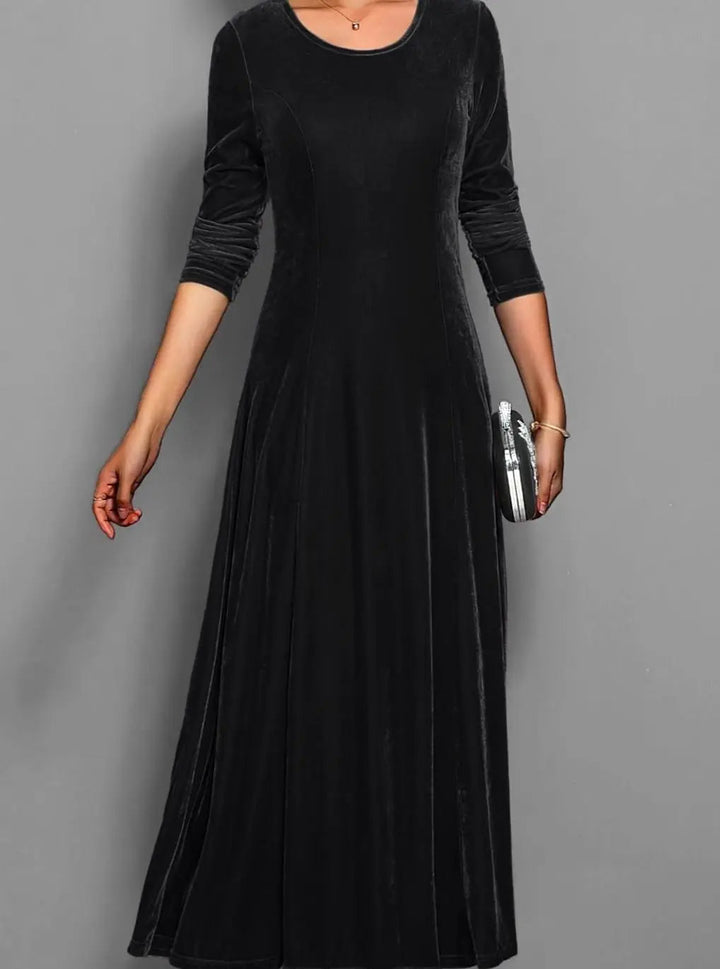 Women's Velvet Long Sleeve Formal Party Dress Maxi