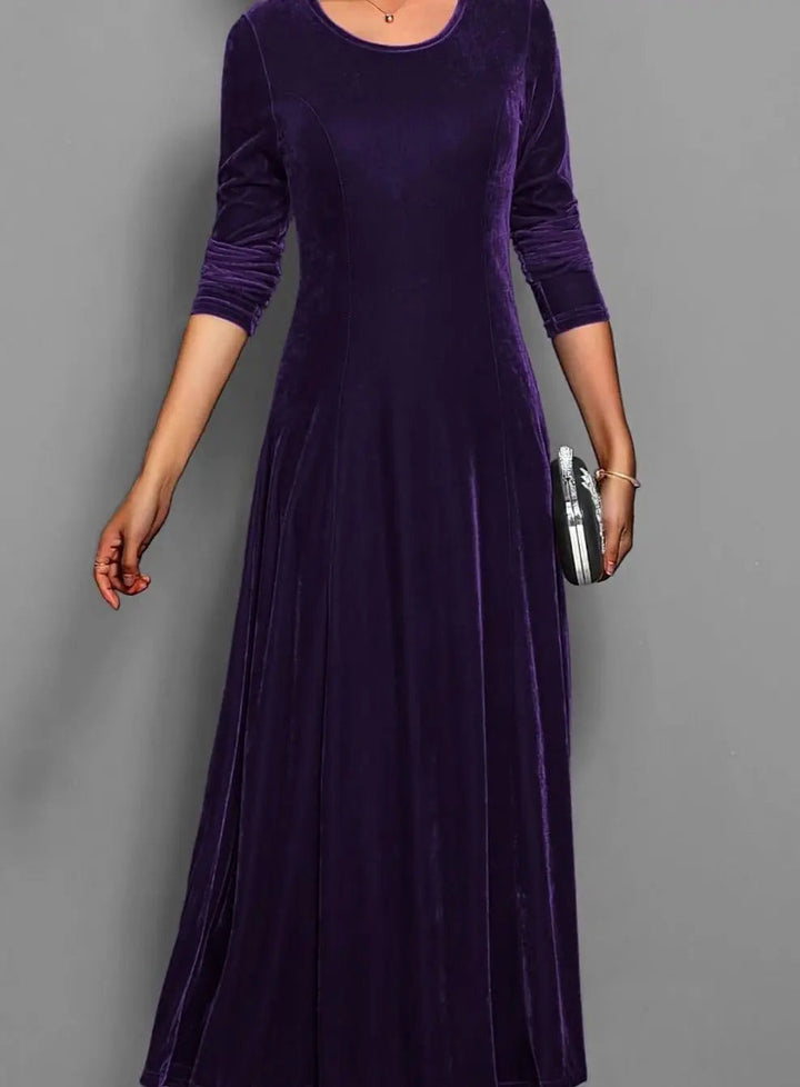 Women's Velvet Long Sleeve Formal Party Dress Maxi