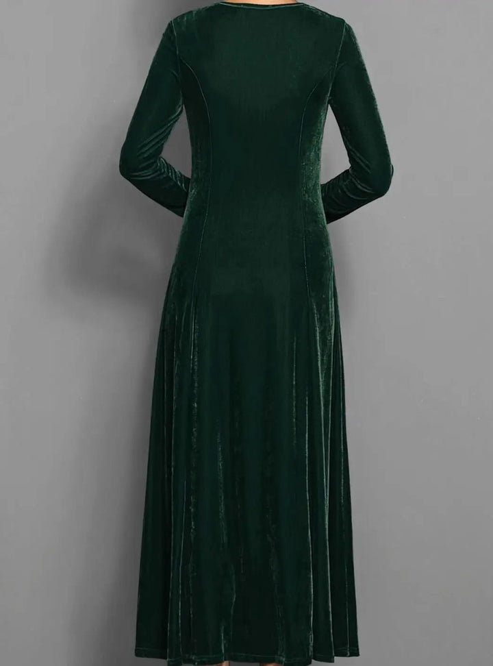 Women's Velvet Long Sleeve Formal Party Dress Maxi