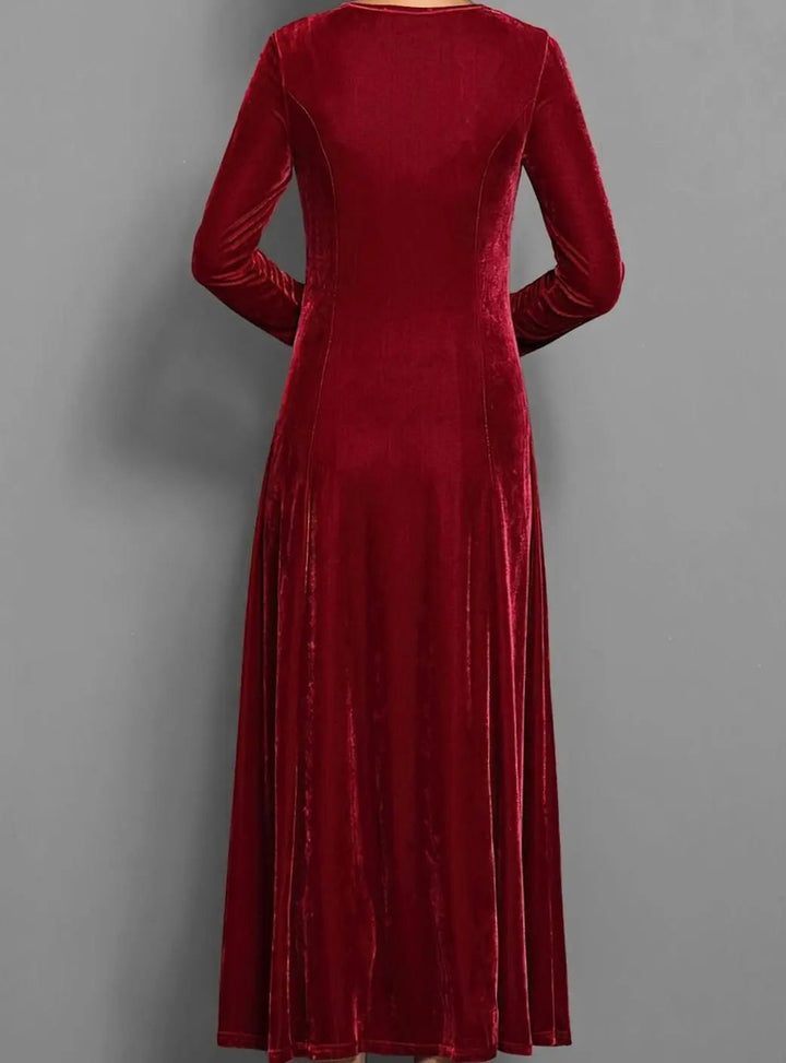 Women's Velvet Long Sleeve Formal Party Dress Maxi