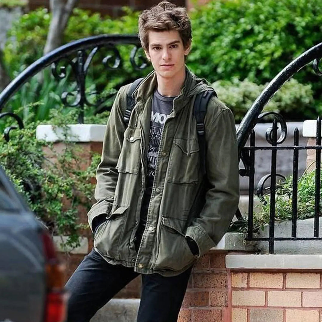 Men's Vintage Military Hooded Field Jacket Drawstring Cargo