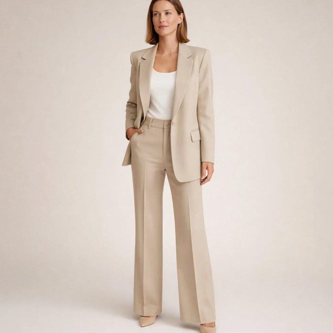 Women's Wide-Leg Tailored Blazer Trouser Suit Set
