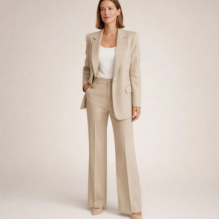 Women's Wide-Leg Tailored Blazer Trouser Suit Set