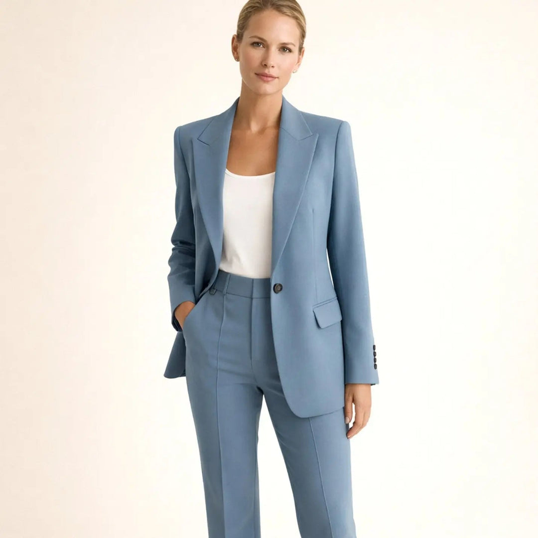 Women's Wide-Leg Tailored Blazer Trouser Suit Set