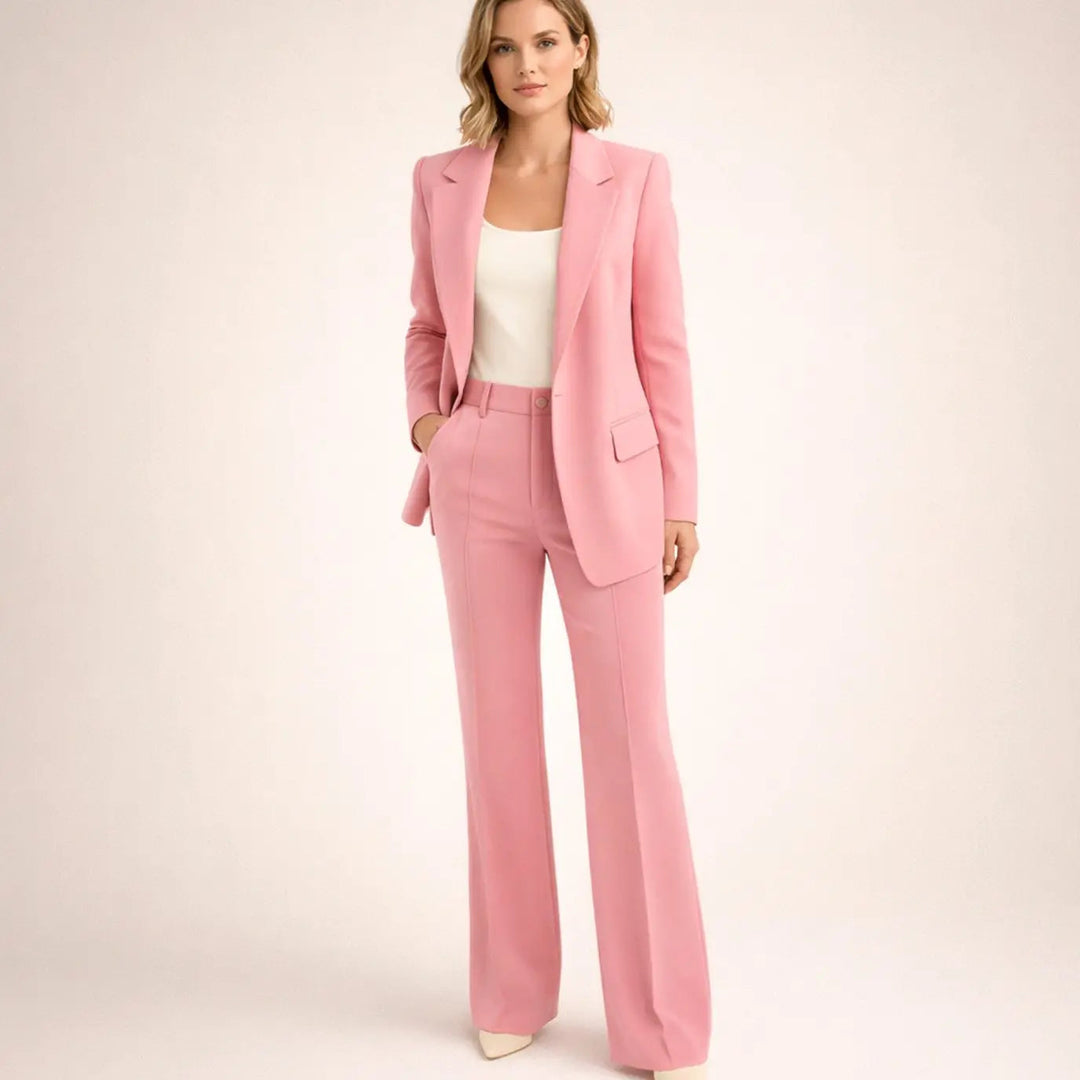 Women's Wide-Leg Tailored Blazer Trouser Suit Set