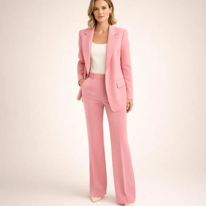 Women's Wide-Leg Tailored Blazer Trouser Suit Set