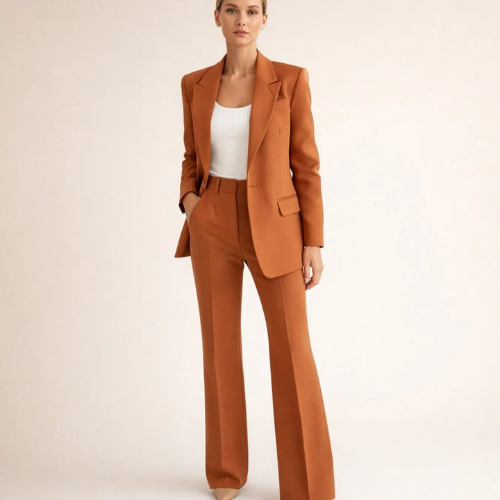 Women's Wide-Leg Tailored Blazer Trouser Suit Set