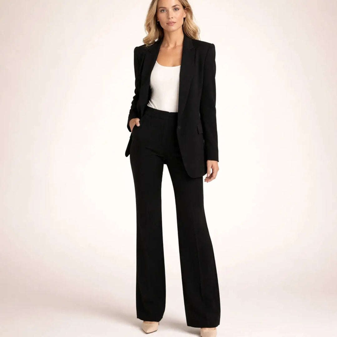 Women's Wide-Leg Tailored Blazer Trouser Suit Set