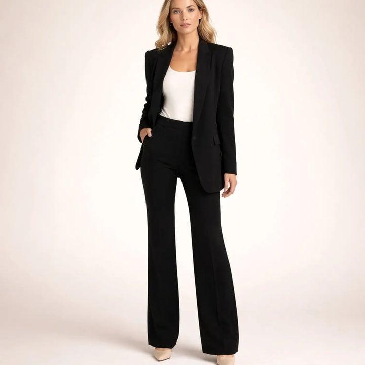 Women's Wide-Leg Tailored Blazer Trouser Suit Set
