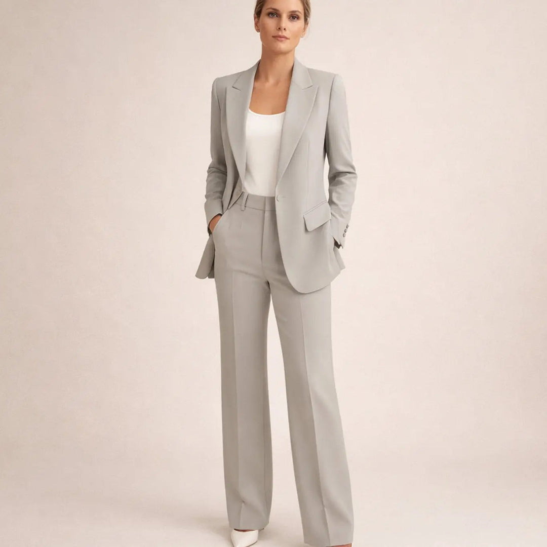 Women's Wide-Leg Tailored Blazer Trouser Suit Set