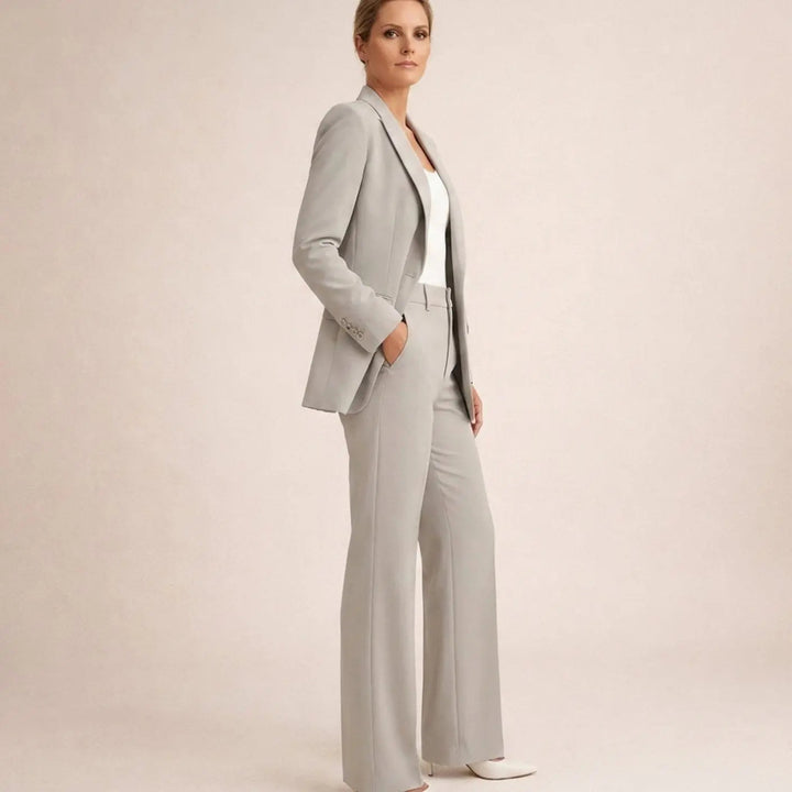 Women's Wide-Leg Tailored Blazer Trouser Suit Set