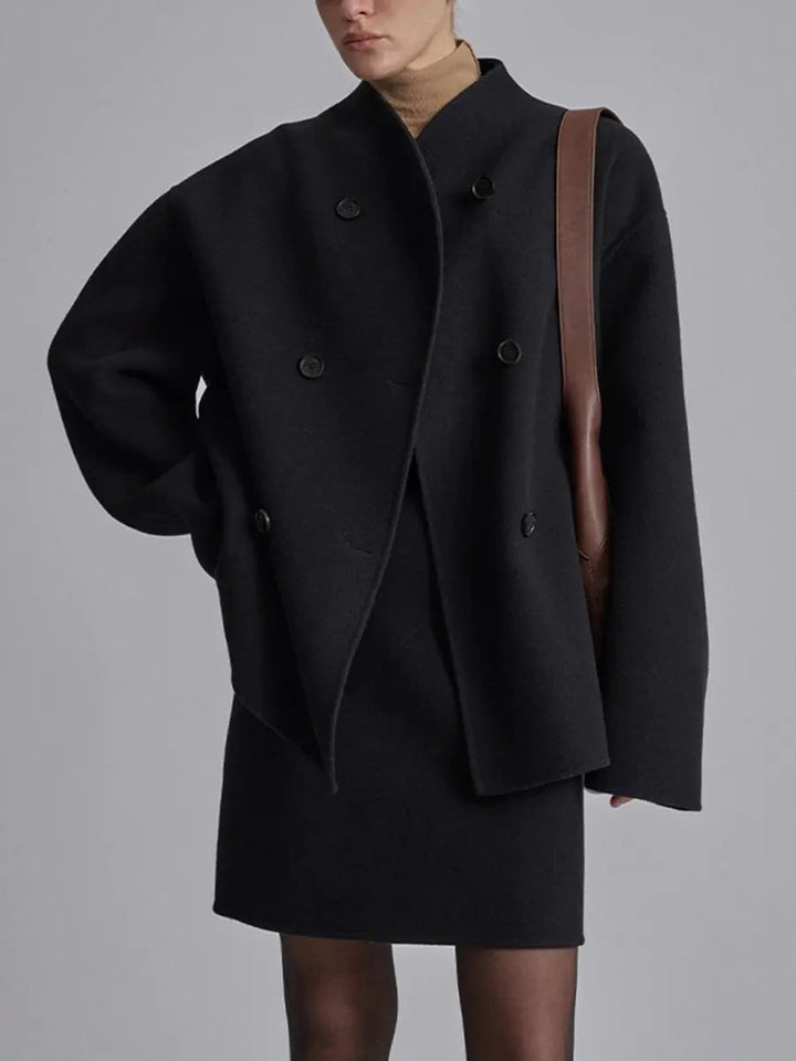 Women's Winter Coat Double Breasted Stand Collar Pea Coat