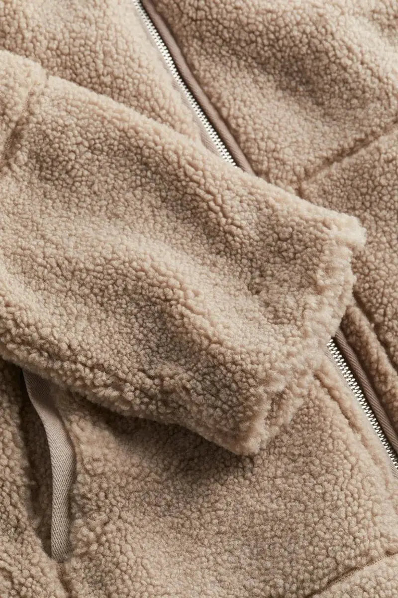 Women's Relaxed Fit Teddy Fleece Zip-Up Coat