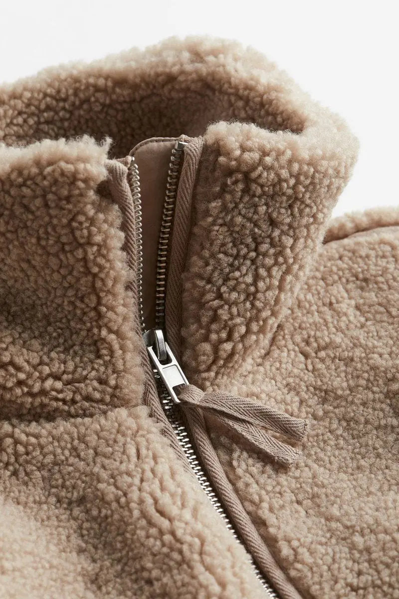 Women's Relaxed Fit Teddy Fleece Zip-Up Coat