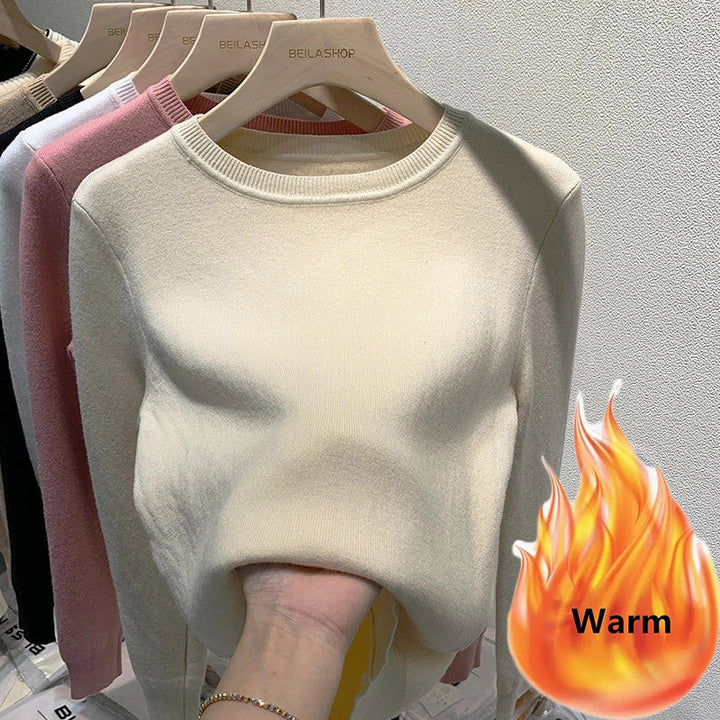 Women's Lined Fleece-Lined Jumper in Apricot