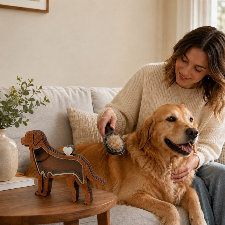 Wooden Pet Fur Keepsake Box for Grooming Memories & Pet Loss