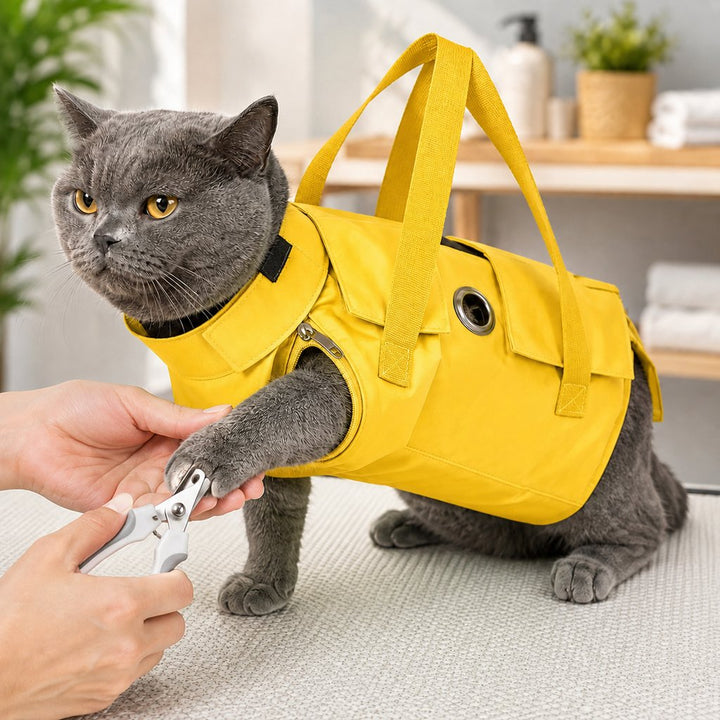 Multi-Use Cat Carrier & Grooming Bag | Easy Paw Access for Vet Visits & At-Home Care