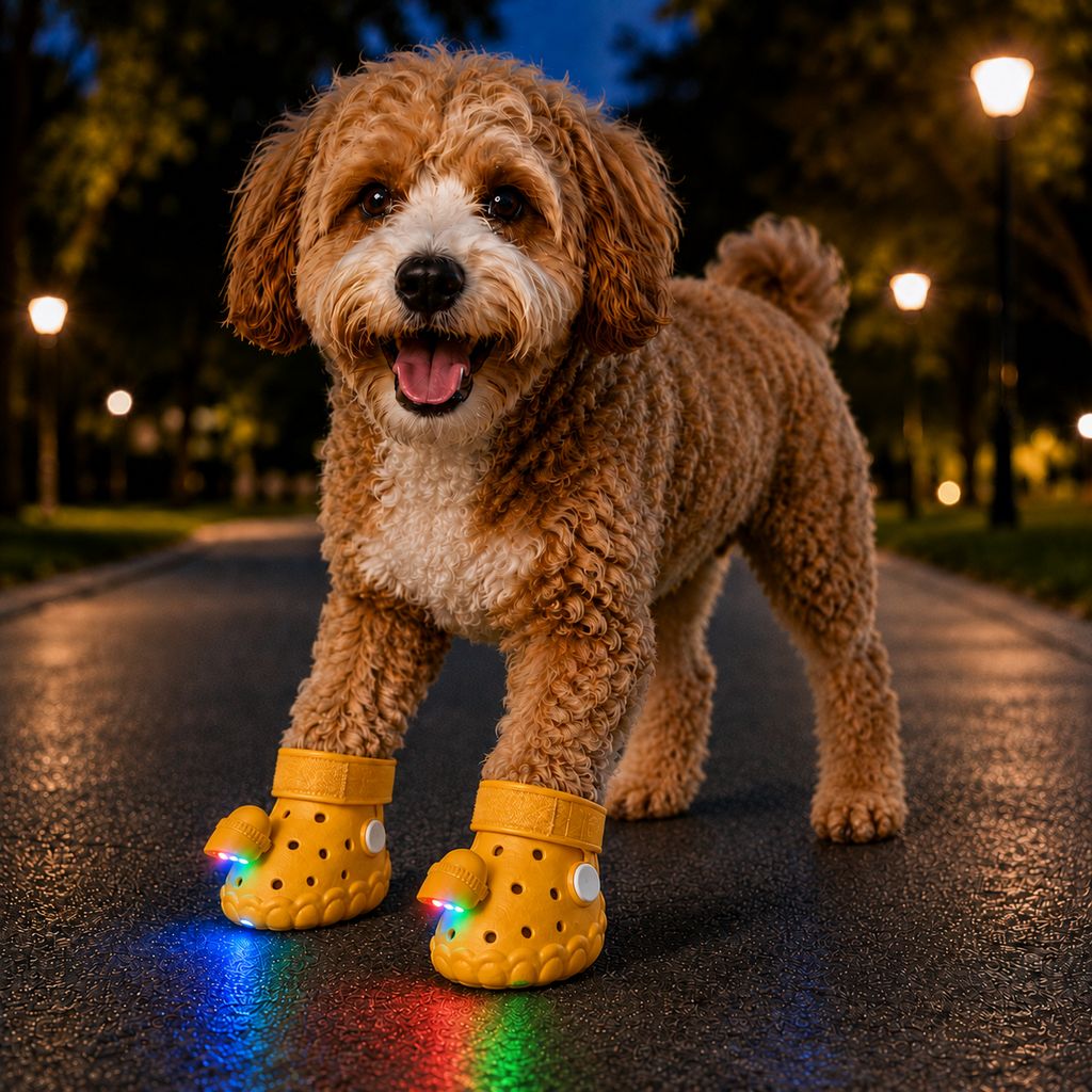 Step-Activated RGB Light-Up Dog Boots for Night Walks
