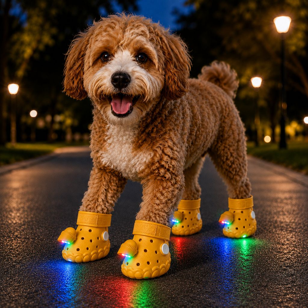 Step-Activated RGB Light-Up Dog Boots for Night Walks