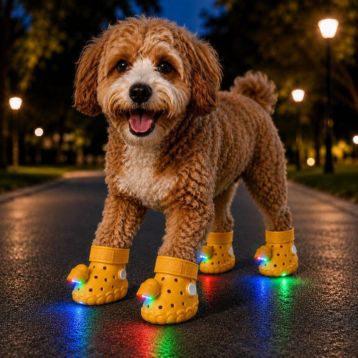 Step-Activated RGB Light-Up Dog Boots for Night Walks