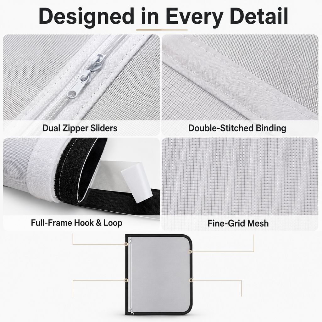 Zippered Pet Mesh Door Barrier for Bedrooms & Home Offices