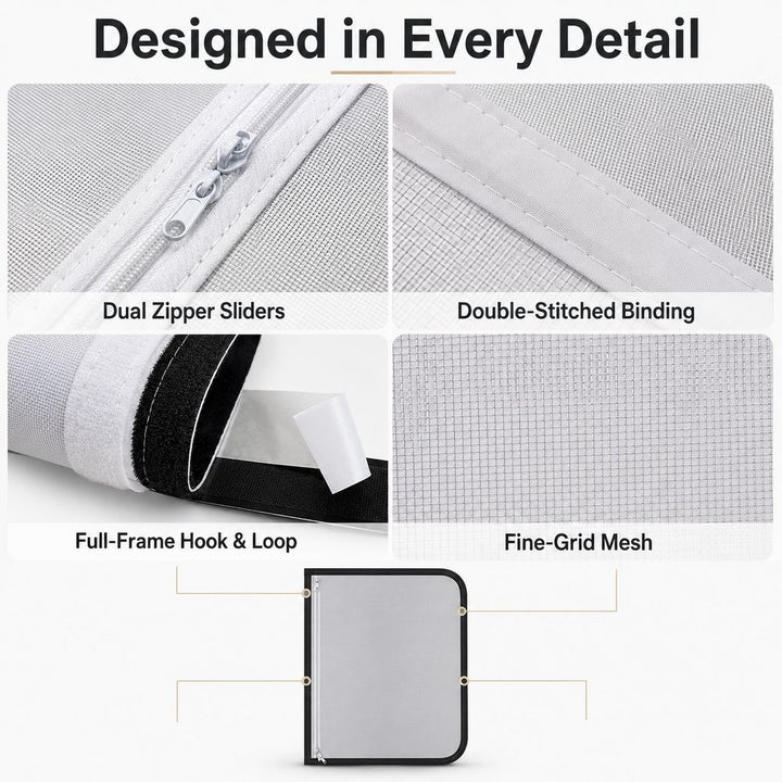 Zippered Pet Mesh Door Barrier for Bedrooms & Home Offices
