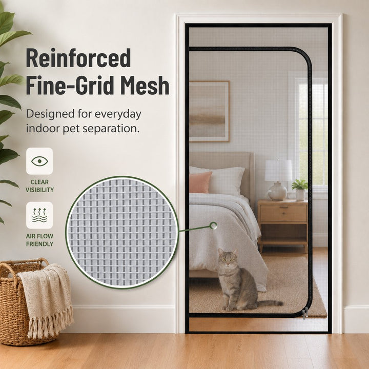 Zippered Pet Mesh Door Barrier for Bedrooms & Home Offices