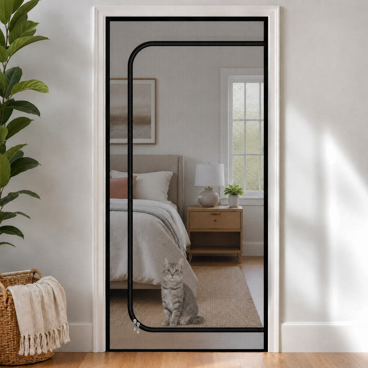 Zippered Pet Mesh Door Barrier for Bedrooms & Home Offices