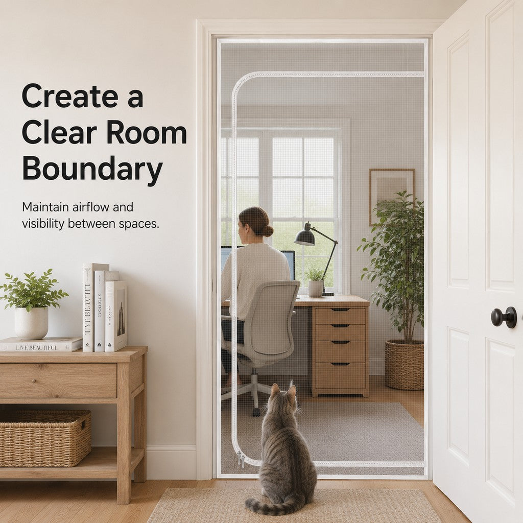 Zippered Pet Mesh Door Barrier for Bedrooms & Home Offices