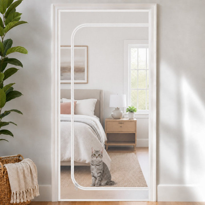 Zippered Pet Mesh Door Barrier for Bedrooms & Home Offices