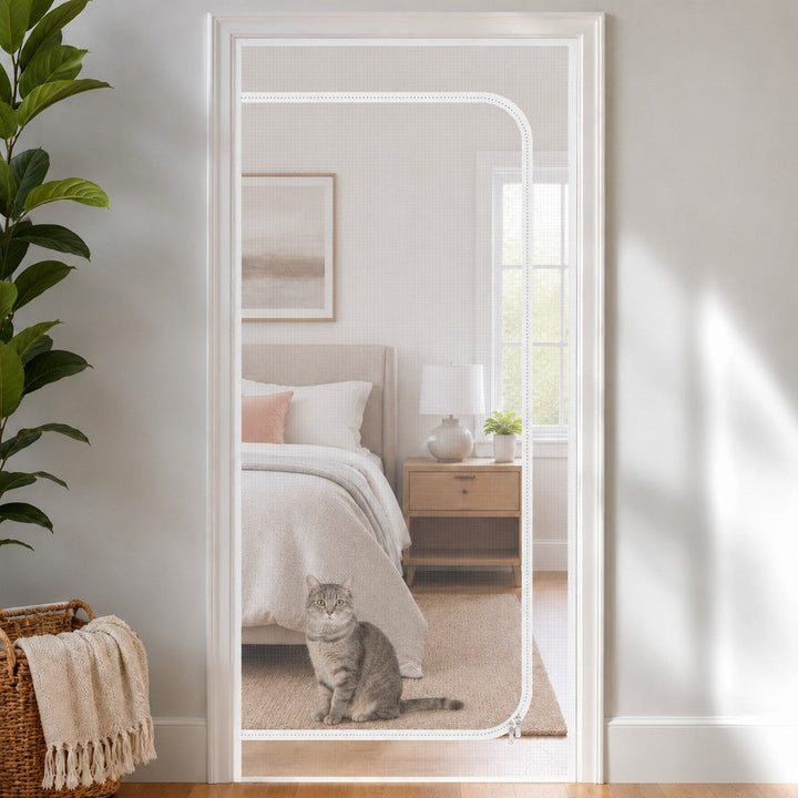 Zippered Pet Mesh Door Barrier for Bedrooms & Home Offices