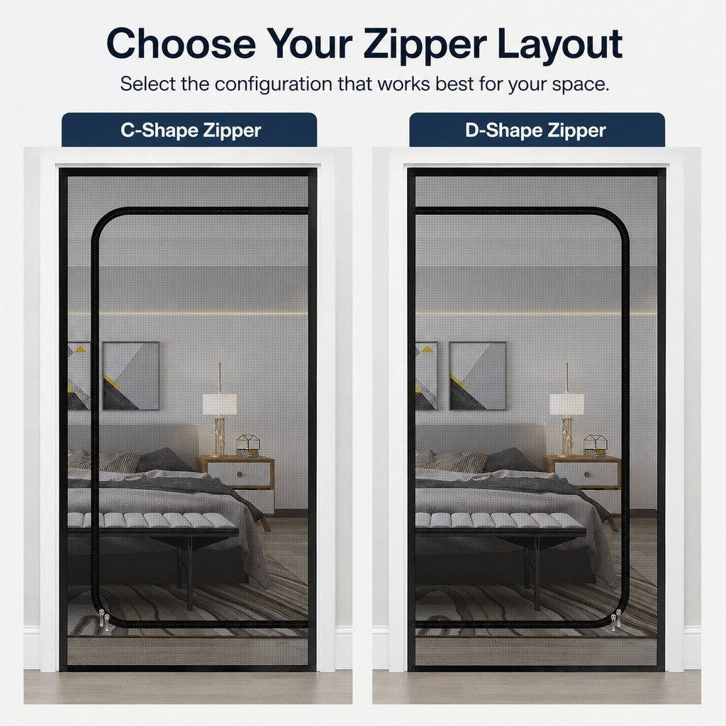 Zippered Pet Mesh Door Barrier for Bedrooms & Home Offices