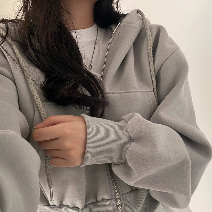 Women's Cropped Zip-Through Hooded Sweatshirt for Cold Weather, image 13